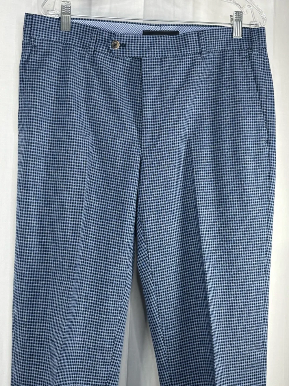 NWOT SAKS FIFTH AVENUE Men's Blue Micro-Check Suit Jacket & Trousers Size 44R